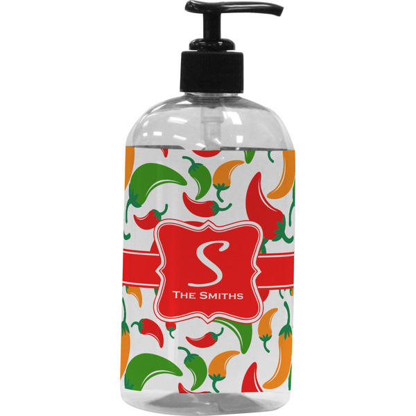 Custom Colored Peppers Plastic Soap / Lotion Dispenser (16 oz - Large - Black) (Personalized)
