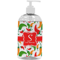 Colored Peppers Plastic Soap / Lotion Dispenser (16 oz - Large - White) (Personalized)
