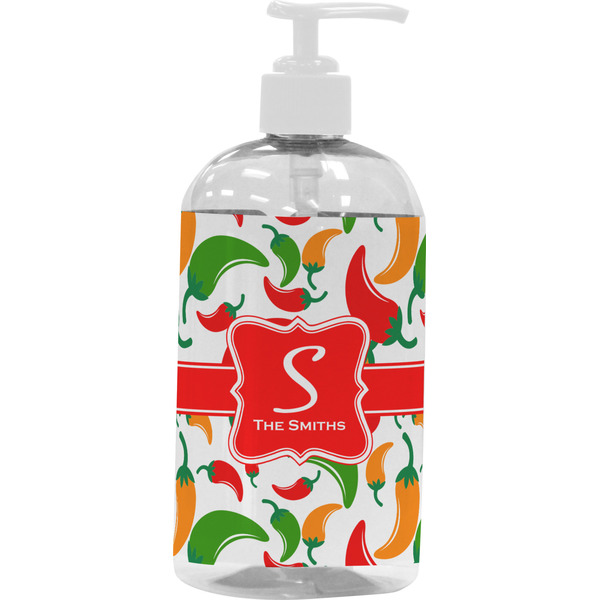 Custom Colored Peppers Plastic Soap / Lotion Dispenser (16 oz - Large - White) (Personalized)