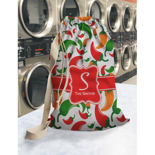 Colored Peppers Laundry Bag in Laundromat