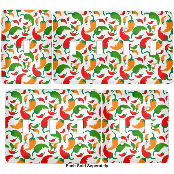 Colored Peppers Light Switch Covers all sizes