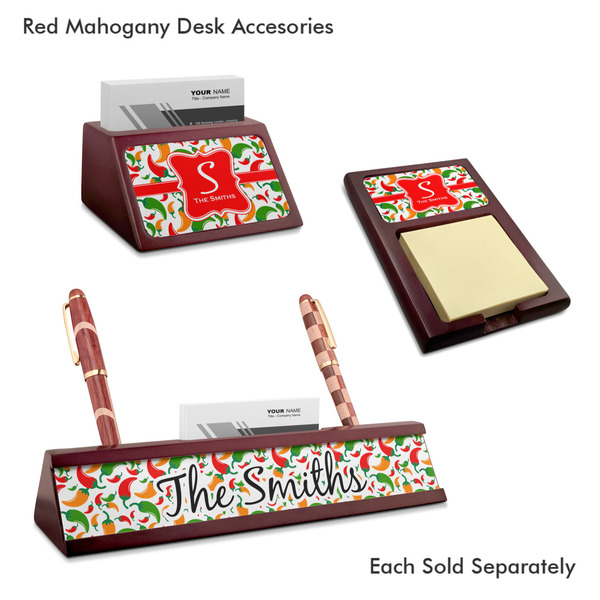 Colored Peppers Mahogany Desk Accessories