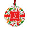 Colored Peppers Metal Ball Ornament - Double Sided w/ Name and Initial