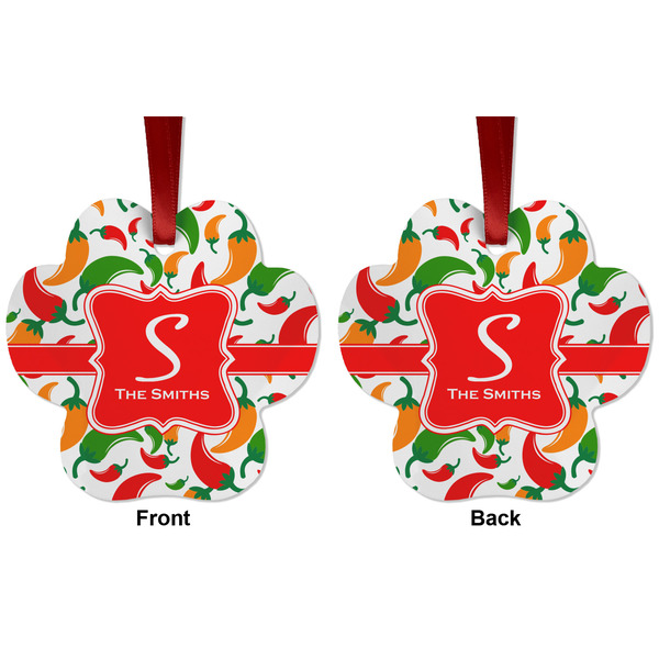 Colored Peppers Metal Paw Ornament - Front and Back