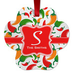 Colored Peppers Metal Paw Ornament - Double Sided w/ Name and Initial