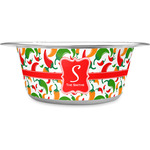 Colored Peppers Stainless Steel Dog Bowl (Personalized)