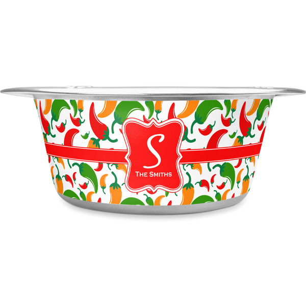 Custom Colored Peppers Stainless Steel Dog Bowl - Medium (Personalized)