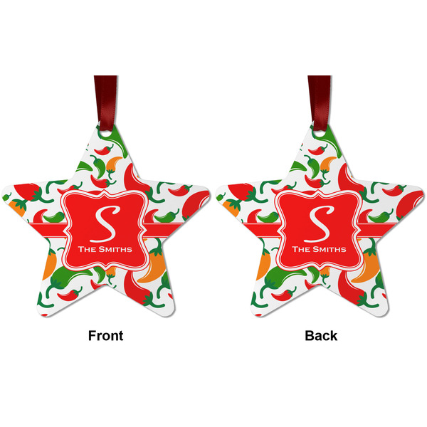 Colored Peppers Metal Star Ornament - Front and Back