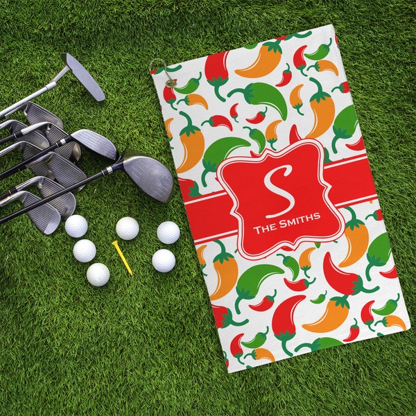 Colored Peppers Microfiber Golf Towels - LIFESTYLE