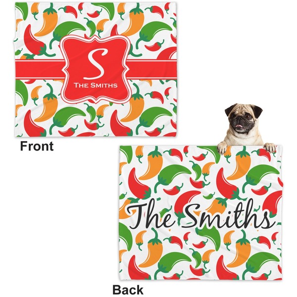 Colored Peppers Microfleece Dog Blanket - Large- Front & Back