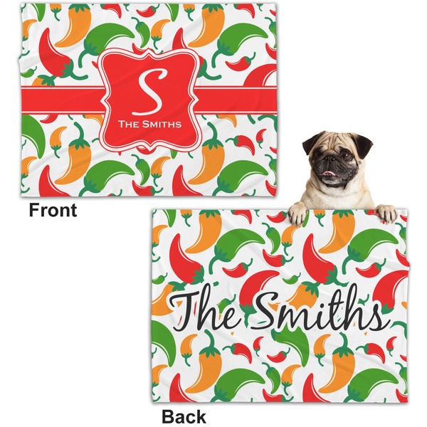 Colored Peppers Microfleece Dog Blanket - Regular - Front & Back