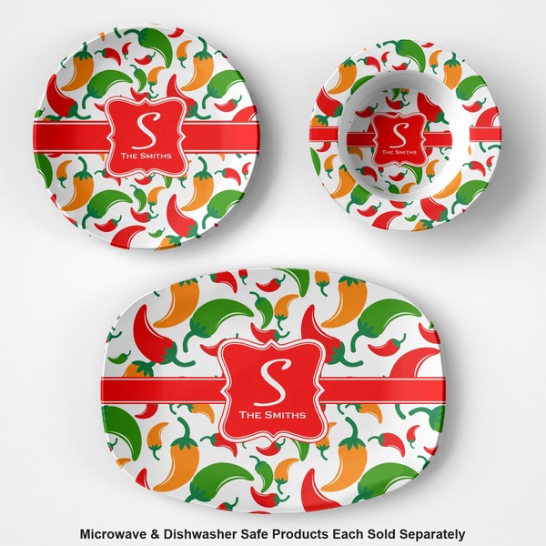Colored Peppers Microwave & Dishwasher Safe CP Plastic Dishware - Group