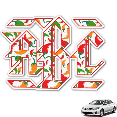 Colored Peppers Monogram Car Decal (Personalized)