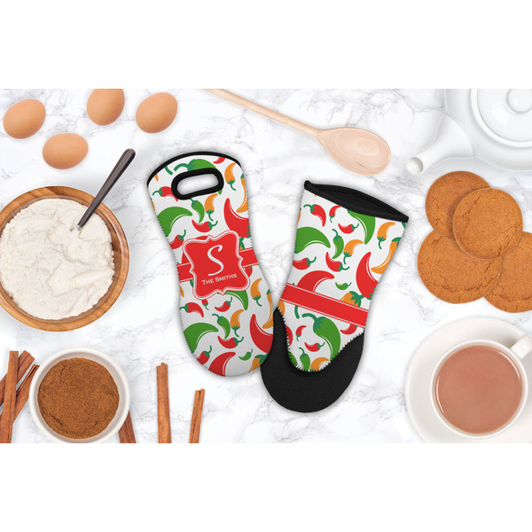 Colored Peppers Neoprene Oven Mitt - Lifestyle Image
