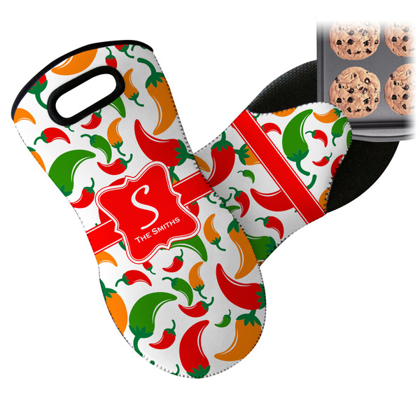Colored Peppers Neoprene Oven Mitt