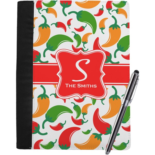 Custom Colored Peppers Notebook Padfolio - Large w/ Name and Initial