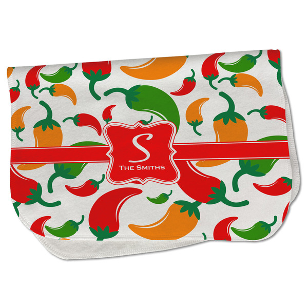 Custom Colored Peppers Burp Cloth - Fleece w/ Name and Initial