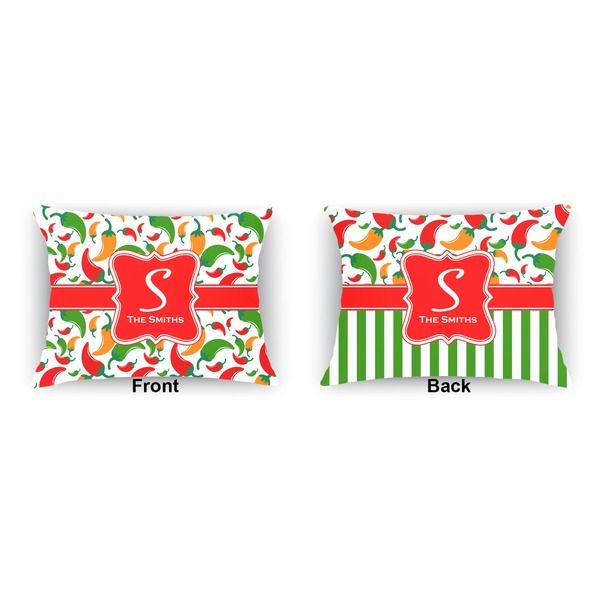 Colored Peppers  Outdoor Rectangular Throw Pillow (Front and Back)