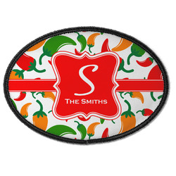 Colored Peppers Iron On Oval Patch w/ Name and Initial
