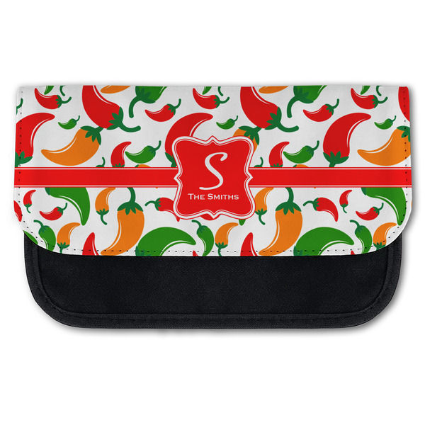 Custom Colored Peppers Canvas Pencil Case w/ Name and Initial