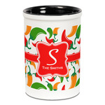 Colored Peppers Ceramic Pencil Holders - Black