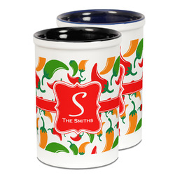 Colored Peppers Ceramic Pencil Holder - Large