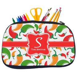Colored Peppers Neoprene Pencil Case - Medium w/ Name and Initial