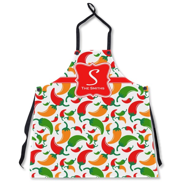 Custom Colored Peppers Apron Without Pockets w/ Name and Initial