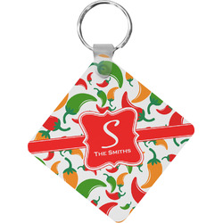 Colored Peppers Diamond Plastic Keychain w/ Name and Initial