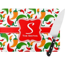 Colored Peppers Rectangular Glass Cutting Board (Personalized)