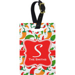 Colored Peppers Plastic Luggage Tag - Rectangular w/ Name and Initial