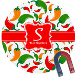 Colored Peppers Round Fridge Magnet (Personalized)