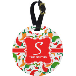 Colored Peppers Plastic Luggage Tag - Round (Personalized)