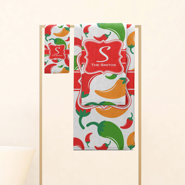 Colored Peppers Personalized Towel Set