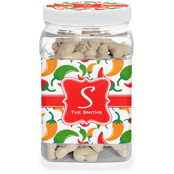 Custom Colored Peppers Dog Treat Jar (Personalized)