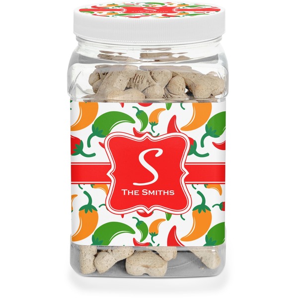 Custom Colored Peppers Dog Treat Jar (Personalized)
