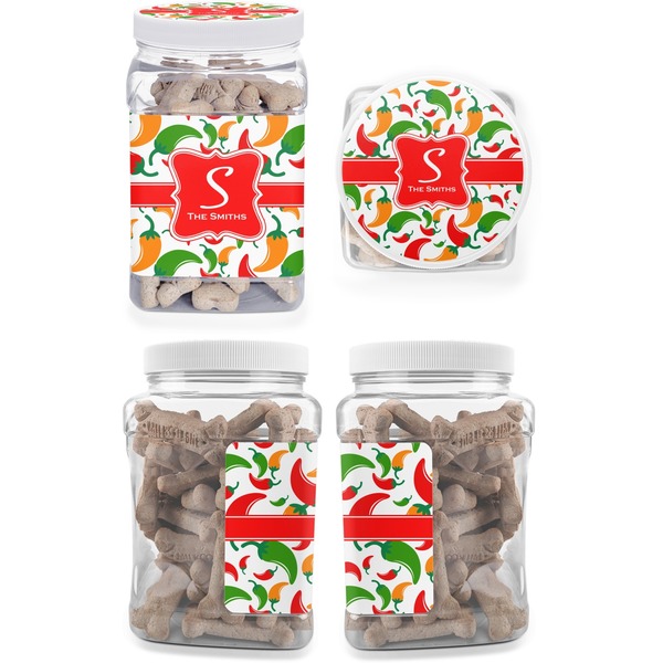 Colored Peppers Pet Treat Jar - Multiple Angles
