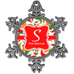 Colored Peppers Vintage Snowflake Ornament (Personalized)