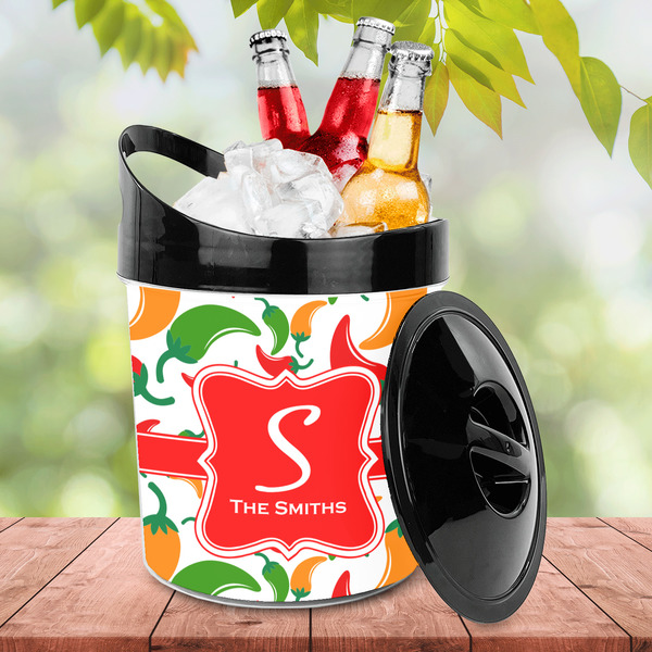 Colored Peppers Plastic Ice Bucket - LIFESTYLE