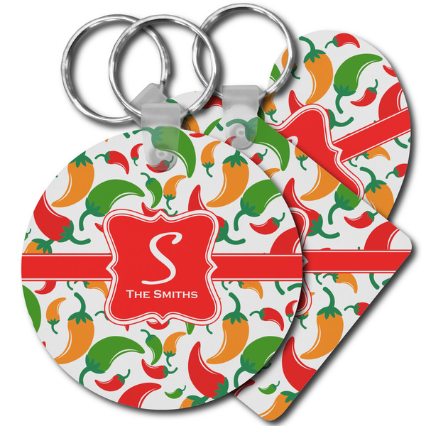 Custom Colored Peppers Plastic Keychain (Personalized)