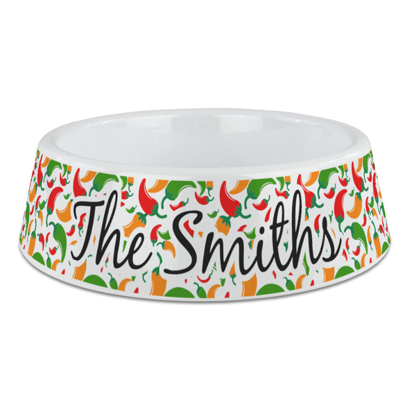 Custom Colored Peppers Plastic Dog Bowl - Large (Personalized)