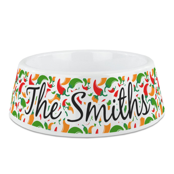Custom Colored Peppers Plastic Dog Bowl - Medium (Personalized)