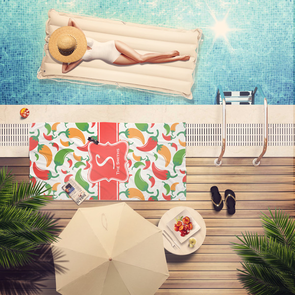Colored Peppers Pool Towel Lifestyle