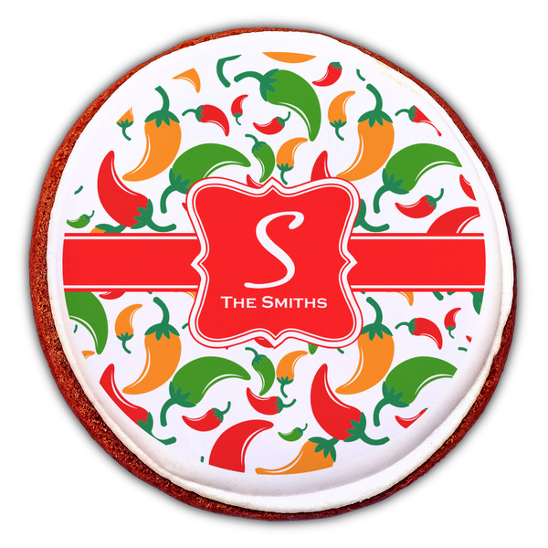 Colored Peppers Printed Icing Circle - Large - On Cookie