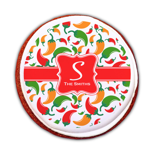 Colored Peppers Printed Icing Circle - Medium - On Cookie