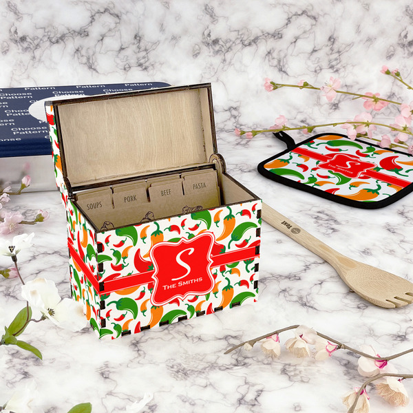 Colored Peppers Recipe Box - Full Color - In Context