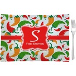 Colored Peppers Rectangular Glass Appetizer / Dessert Plate - Single or Set (Personalized)