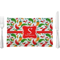 Colored Peppers Rectangular Glass Lunch / Dinner Plate - Single or Set (Personalized)
