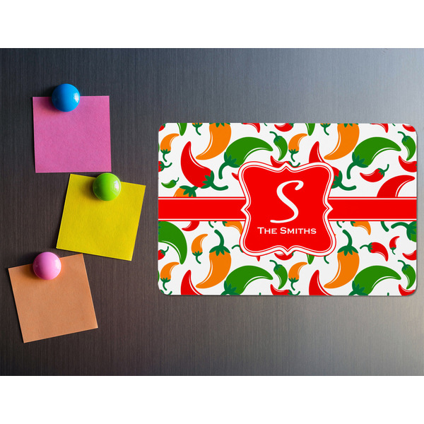 Colored Peppers Rectangular Fridge Magnet - LIFESTYLE