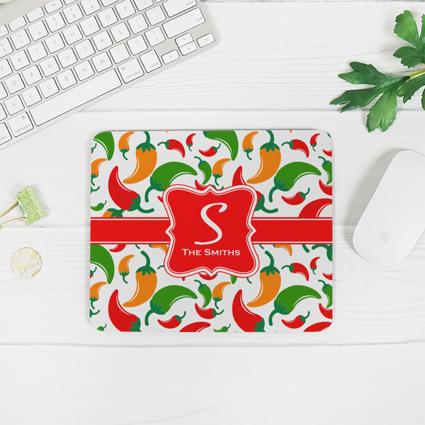 Colored Peppers Rectangular Mouse Pad - LIFESTYLE 2